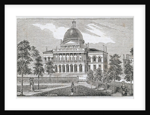 Southern view of the State House in Boston on Beacon Street by American School