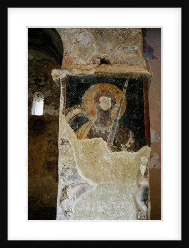 Defaced frescoes in the Church of the Panayia by Greek Greek