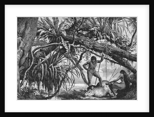 Caripuna Indians with tapir by American School