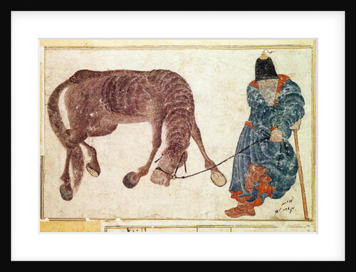 Mongolian nomad taking his horse to water, 15th century by Anonymous