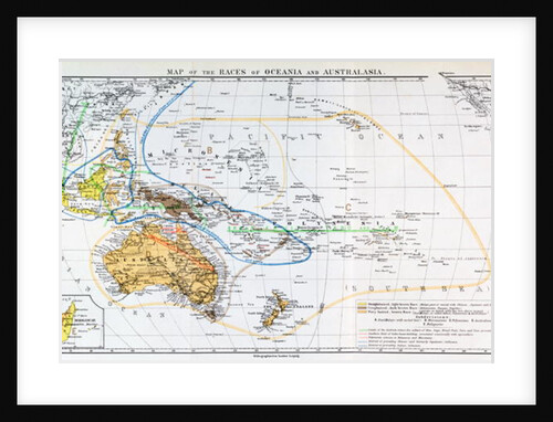 Map of the races of Oceania and Australasia by English School