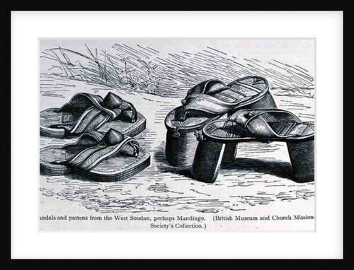 Sandals and pattens from the West Soudan, possibly Mandingo by English School
