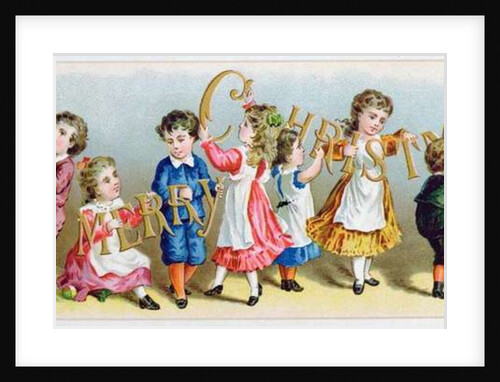 A Merry Christmas, Victorian postcard by English School