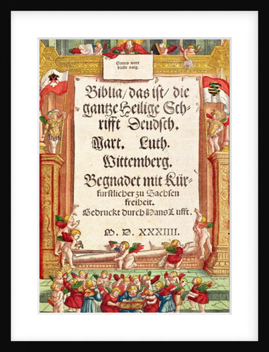 Title page from the Luther Bible, c.1530 by German School