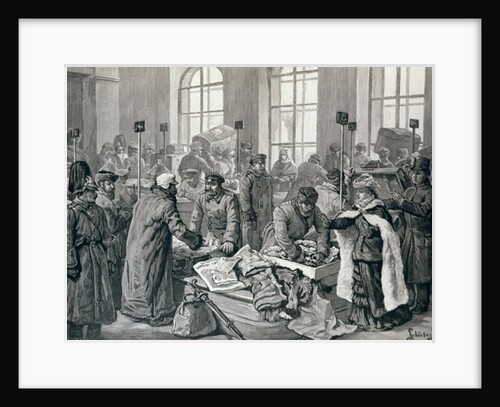 Custom House Officers Examining Passengers' Luggage from Germany, at Wirballen, on the Russian Frontier by English School