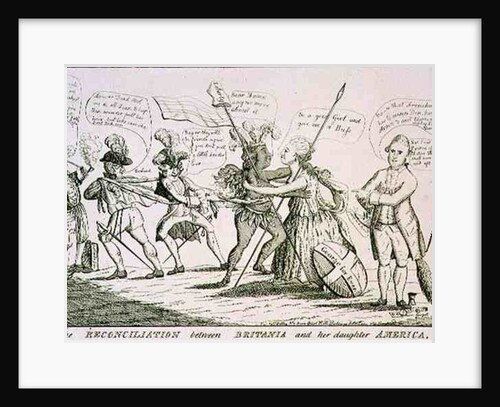 The Reconciliation Between Britannia and her Daughter America, pub. by W. Richardson, 11th May 1782 by Thomas Colley