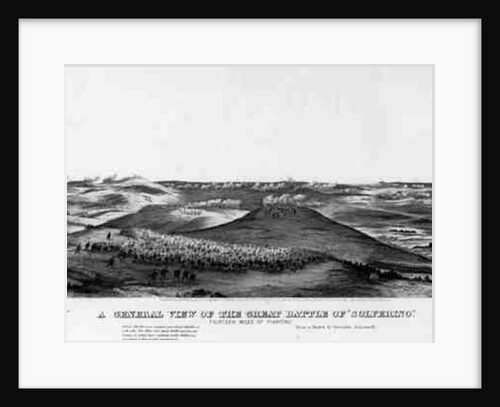 A General View of the Great Battle of Solferino, 24th June 1859, from a sketch by Chevalier Giacomelli, pub. by Lang & Laing, c.1859 by American School