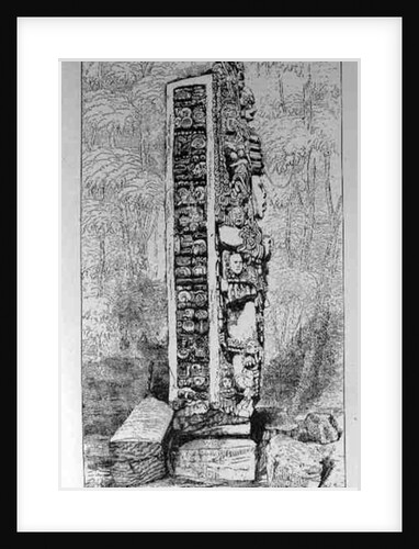 Representation of Mayan Hieroglyphics on a Stele by English School