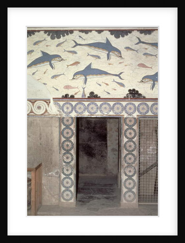 The Dolphin Frescoes in the Queen's Bathroom, Palace of Minos, Knossos, Crete, 1600-1400 BC by Minoan Minoan