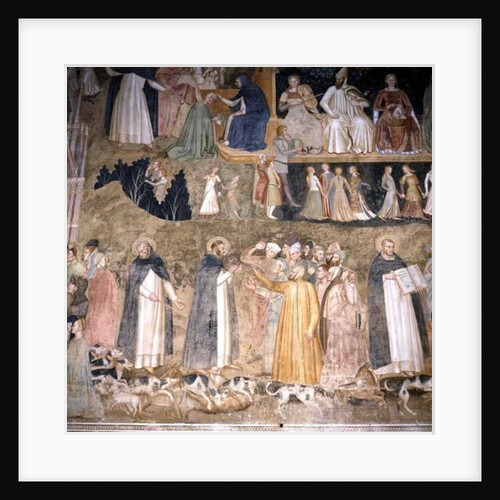 St. Dominic Sending Forth the Hounds of the Lord, with St. Peter Martyr and St. Thomas Aquinas, c.1369 by Andrea di Bonaiuto (fl.1343-77)