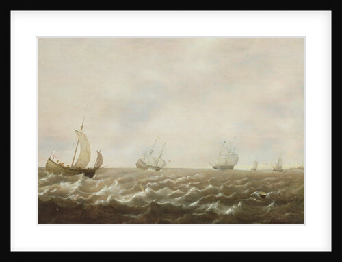 Dutch men-o'-war and other ships off the coast, 17th century by Pieter de Zeelander