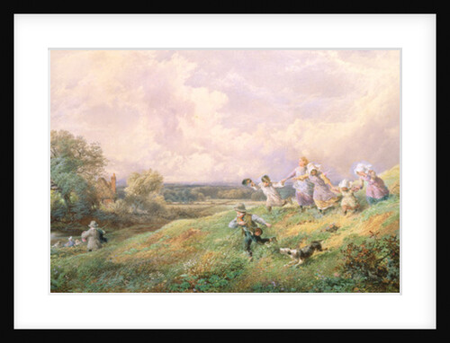 Children Running Down a Hill by Myles Birket Foster