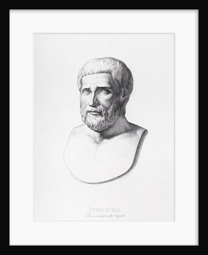Portrait of Pythagoras engraved by B.Barloccini, 1849 by C.C (after) Perkins