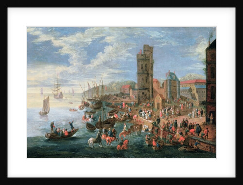 A Harbour Scene by A.F. & Bouts P. (1658-1702) Boudewyns