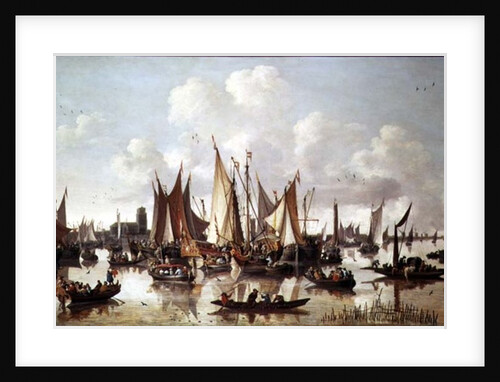 Dutch ships at Dordrecht Harbour by Hendrick de Meyer