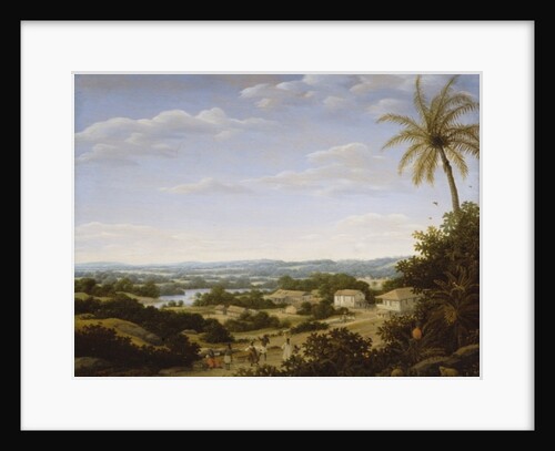 Brazilian landscape with natives on a road approaching a village, 1665 by Frans Jansz Post