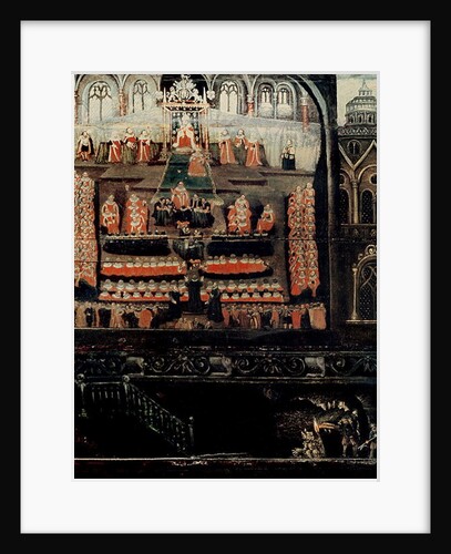 Right hand side of Diptych showing the Parliament of James I of England, VI of Scotland and the Gunpowder Plot by English School