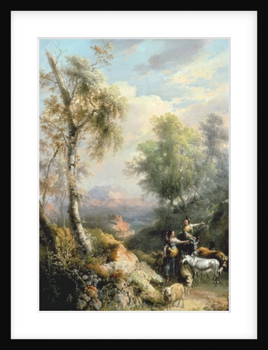 Goatherds in mountainous Spanish landscape, 19th century by Manuel Barron y Carrillo