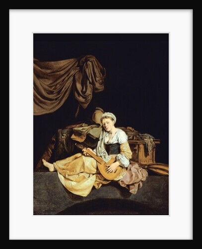 Young Woman Playing a Mandolin by Cornelis Bega