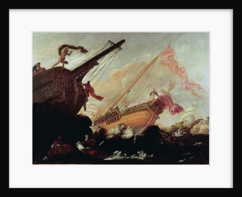 Galleons wrecked on a rocky shore by Buonamico Agostino Tassi