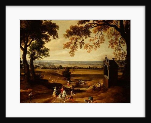 Landscape with Brussels in the distance by Theodore van Heil