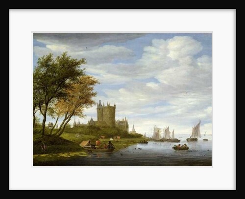 River Estuary with a castle by Salomon van Ruisdael or Ruysdael