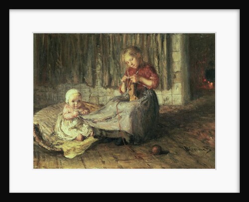 Baby sitting by Bernardus Johannes Blommers or Bloomers