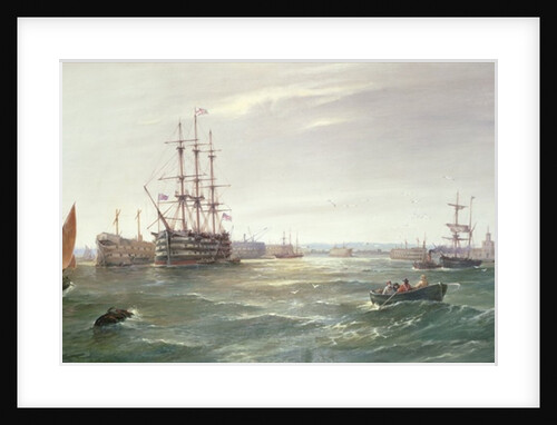 Portsmouth Harbour: HMS 'Victory' among the Hulks, 1892 by Robert Ernest Roe