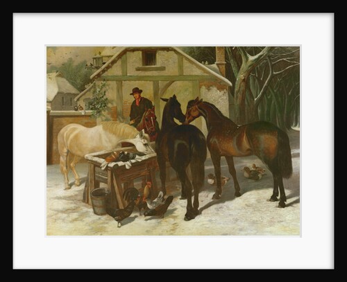 At the Water Trough in Winter by John Frederick Herring Snr