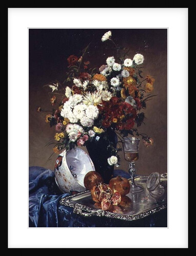 Still Life with Flowers and Pomegranates by Eugene Henri Cauchois
