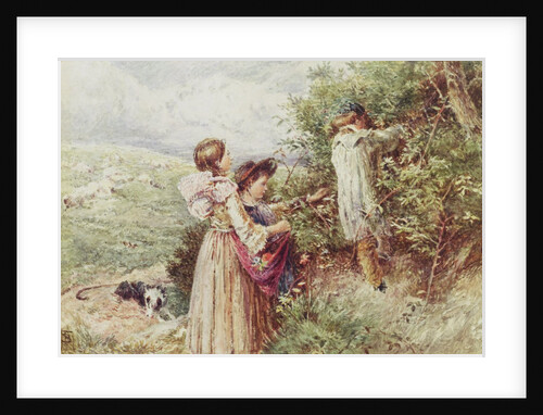Children picking blackberries, 19th century by Myles Birket Foster
