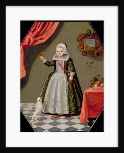 Portrait of a Young Girl with a Bird on her Finger and a Dog at her Feet, 1632 by Dutch School