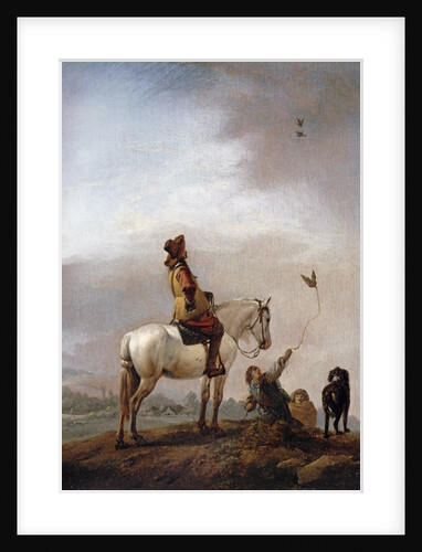 Gentleman on a Horse Watching a Falconer by Philips Wouwermans or Wouwerman