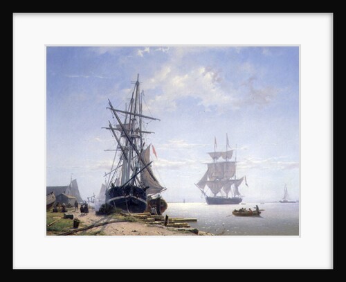Ships in a Dutch Estuary, 19th century by W.A. van Deventer