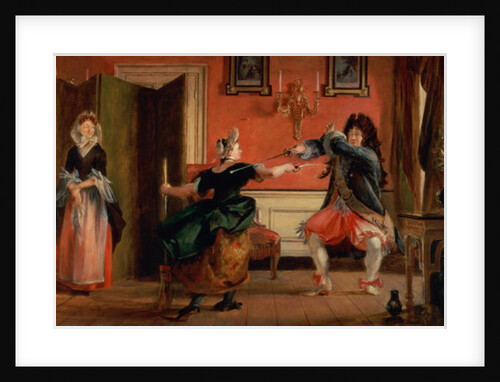 Jourdain Fences his Maid, Nicole with his Wife Looking on. Scene From 'Le Bourgeois Gentilhomme', Act III, Scene 3 by Charles Robert Leslie