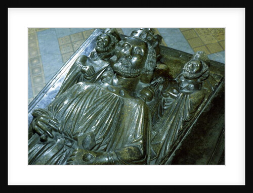 King John's Tomb with two miniature figures of St. Wulstan and St. Oswald, 1232 by English School