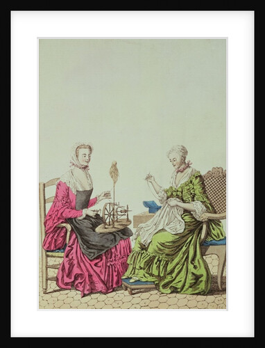 Ladies spinning and sewing, c.1765 by Anonymous