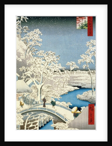 Drum Bridge and Setting Sun Hill at Meguro, 1857 by Ando or Utagawa Hiroshige