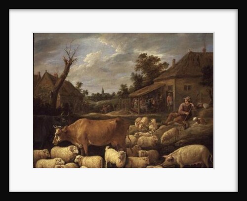 A Shepherd and his Flock by a Tavern by David the Younger Teniers