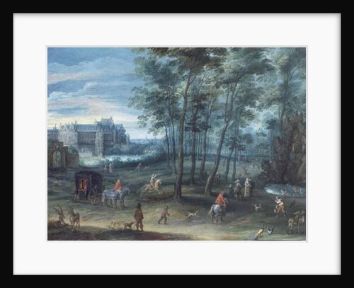 The park of the Viceregal palace, Brussels, with elegant company by a fountain, c.1600 by Denys van Alsloot