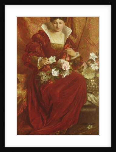 A Lady arranging flowers by Hubert von Herkomer