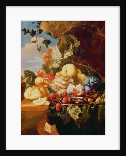 Still life with fruit and flowers by Arie de Vois