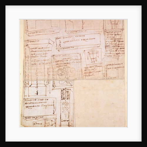 Sketch of Marble Blocks for Statues with Notes by Michelangelo Buonarroti