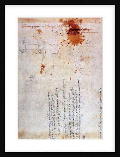 Drawing of an Urn and Figure with Notes by Michelangelo Buonarroti