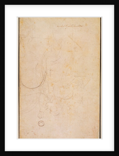 Sketch of a figure with artist's signature by Michelangelo Buonarroti