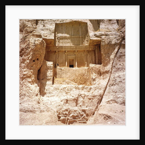 The rock-cut tomb of Artaxerxes I, c.466-464 BC, with a Sasanian relief below depicting Shapur I's victory over the Romans by Achaemenid