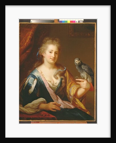 Portrait of a Lady feeding a parrot by Godfried Schalcken