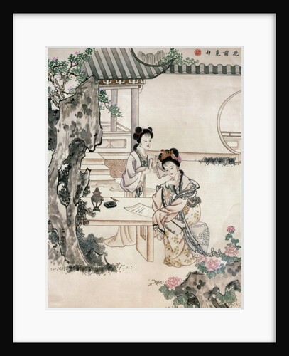 Chinese ladies in a garden by Qing Dynasty Chinese School
