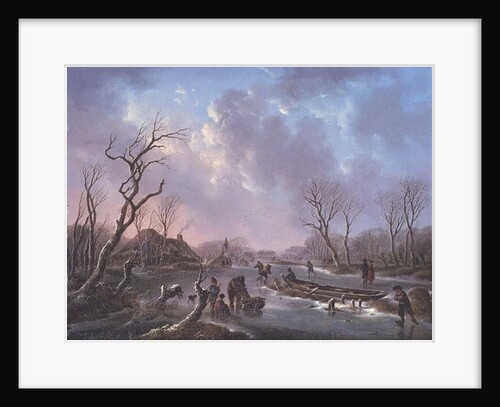 Skaters on a frozen river by Andries Vermeulen