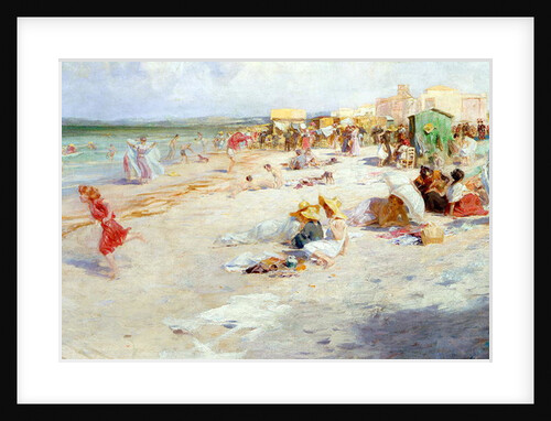 A Busy Beach in Summer by Alois Hans Schram